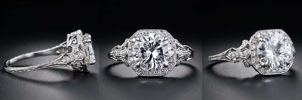Diamond Edwardian style engagement ring