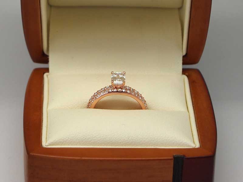 14kt rose gold diamond ring set