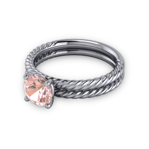 Twisted pink sapphire wedding ring set