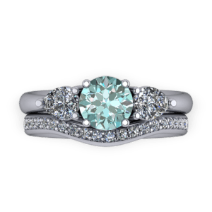Blue diamond pear stone ring set