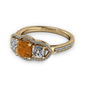 Cognac diamond unique halo engagement ring