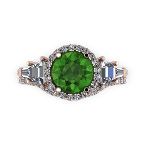 Tourmaline diamond halo rose gold engagement ring set