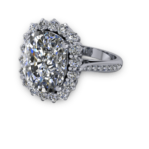 Large cushion diamond halo traditional engagement ring