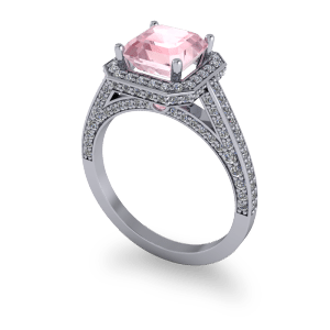 Pink Ascher diamond halo luxury platinum engagement ring