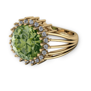 Green tourmaline and diamond bold vintage dress ring