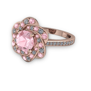 Rose gold and pink diamond Unique halo style ring
