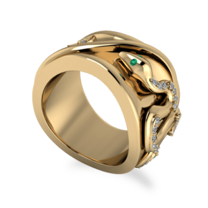 snake ring, mens ring, organic, yellow gold