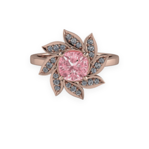 Rose Gold, Floral, Cushion, Halo,