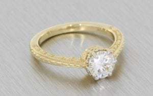 10kt Gold Vintage Sculpted Moissanite Engagement Ring  - Portfolio