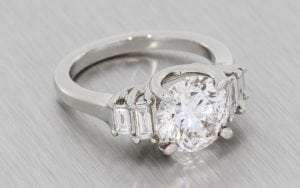 Art deco five stone diamond trellis ring