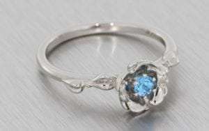 Blue topaz palladium flower style engagement ring  - Portfolio
