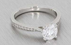 Beautiful solitaire engagement ring with diamond set shoulders - Portfolio