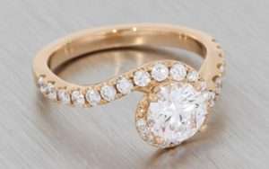 Rose Gold Scallop Set Bypass Diamond Halo Engagement Ring – Portfolio