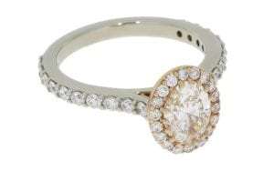 Romantic Rose and White Halo Diamond Ring - Portfolio