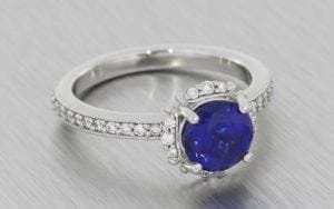 Sapphire and diamond halo ring set - Portfolio