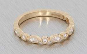 Rose gold vintage marquise and round diamond wedding band - Portfolio