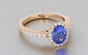 Stunning Sapphire Halo Ring Set in Rose Gold - Portfolio
